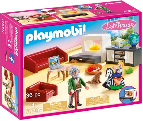 PLAYMOBIL Dollhouse 70207 Gemütliches Wohnzimmer, mit Lichteffekt, ab 4 Jahren