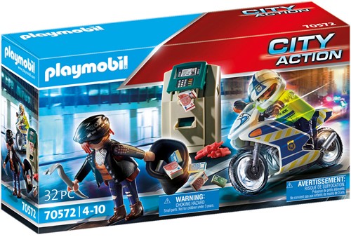 PLAYMOBIL City Action 70572 Polizei-Motorrad: Verfolgung des Geldräubers, Für Kinder von 4 - 10 Jahre