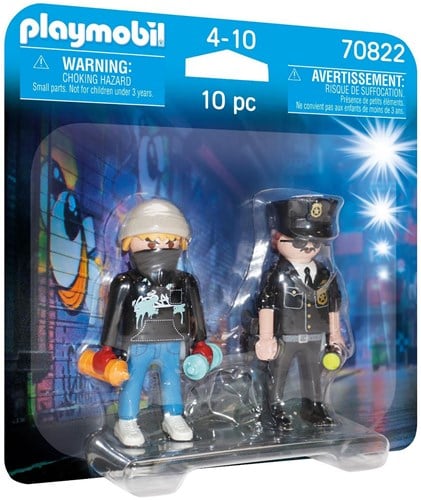 Playmobil Polizei Spielzeug DuoPack Polizist und Graffiti Sprüher 70822