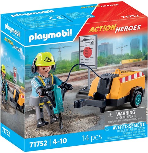 Playmobil Bauarbeiter Spielfigur - Action Heroes Baustellen Spielzeug