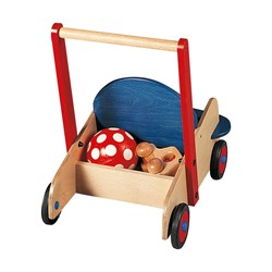 Haba Lauflernwagen Holz Schiebewagen rot blau für Kleinkinder