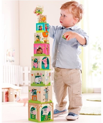 Haba Stapelwürfel Bauernhof Karton Lernspielzeug 10-teilig-3