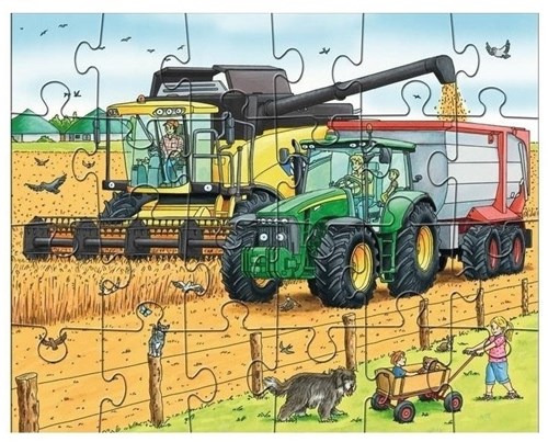 Haba Puzzle Spielzeug - Traktor & Co. - bunte Kinderpuzzle aus Karton