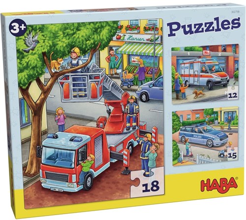 Haba Puzzle Spielzeug - Polizei, Feuerwehr und Rettungsdienst - Lernspiel