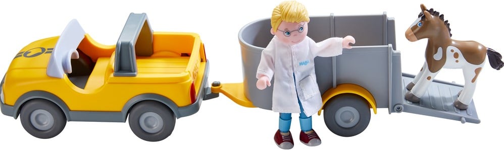 Haba Little Friends – Tierarzt Auto mit Anhänger HABA Little Friends Tierarzt Auto mit Anhänger | Puppen