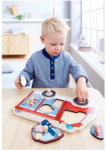 Haba Feuerwehrauto Holzpuzzle Spielzeug 6 Teile-2