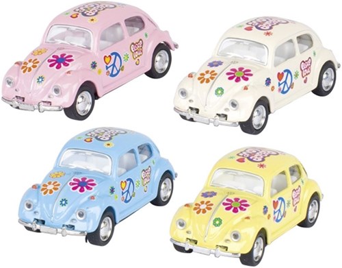 Goki Volkswagen Bus Spielzeugauto Die-Cast 1:64 rosa Blumen