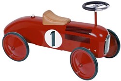 Goki Rutschfahrzeug rot Retro Kinderauto mit Gummireifen