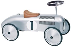 Goki Retro Rutschauto silber - Metall Kinderfahrzeug für kleine Rennfahrer