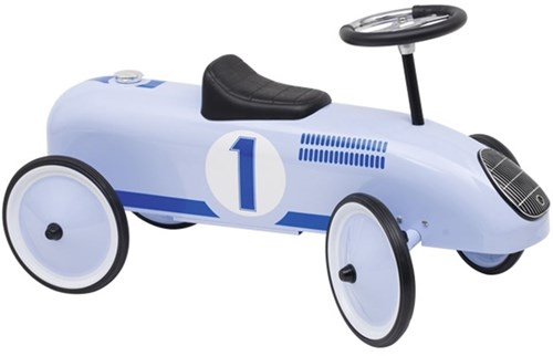 Goki Rutscherfahrzeug blau - Metall-Laufauto mit Gummireifen