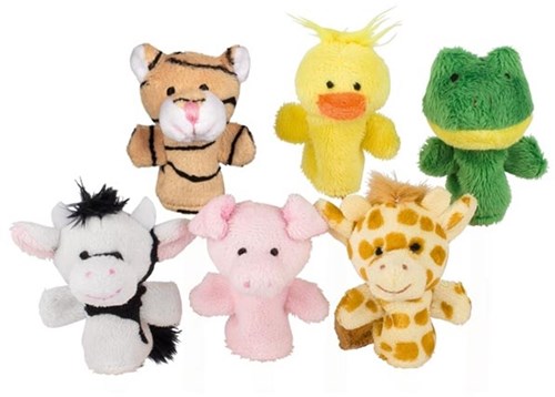 Goki Plüsch Fingerpuppen Tiere Set - 6 Stück - Lernspielzeug