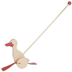 Goki Holz-Stokroller Ente - Schiebespielzeug für Kleinkinder