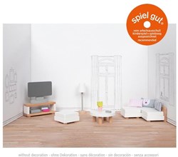 Goki Puppenhausmöbel Wohnzimmer Holz Set 15-teilig