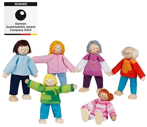 Goki Puppenhaus Holzpuppen flexibel moderne Familie 6 Stück Spielzeug