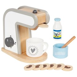Goki Holz Kaffeemaschine Spielzeug mit Zubehör - Kaffeemaschine