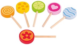 Goki Holzspielzeug Lollies Set - bunte Süßigkeiten für Rollenspiele