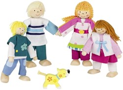 Goki Puppenhaus Familie Holz Biegepuppen Set mehrfarbig
