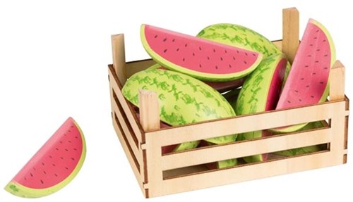 Goki Holzspielzeug Obstkiste - Melonen - Marktstand Zubehör