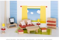 Goki Puppenhaus Wohnzimmer Holzmöbel Set Zubehör