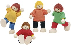 Goki Puppenhaus Holz Kinder Set - Biegepuppen 4 Stück