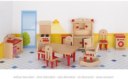 Goki Puppenhaus Küche Holz Möbelset komplett rot