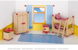 Goki Puppenhaus Möbel Kinderzimmer Holzspielset rot