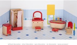 Goki Puppenhaus Badezimmer Möbelset Holz Zubehör