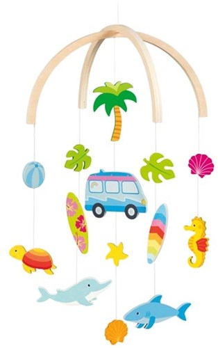 Goki Holz Mobile Surfer Van - Babyzimmer Dekoration Strand Thema