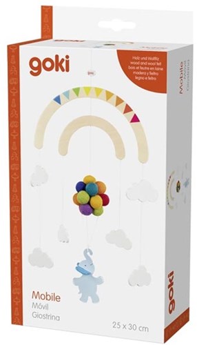 Goki Mobile - Holz Baby Mobile Elefanten Wolken Ballons-2