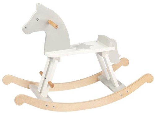 Goki Holz Schaukelpferd - Schaukeltier für Kinder weiß Holz-2