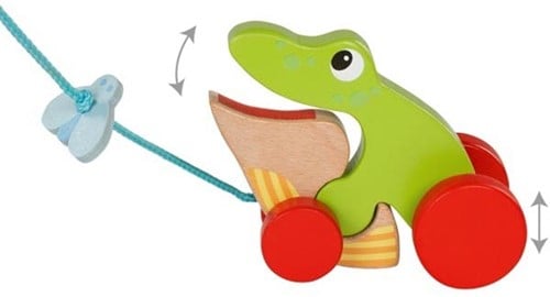 Goki Holz Frosch Nachziehtier - klassisches Spielzeug für Kleinkinder