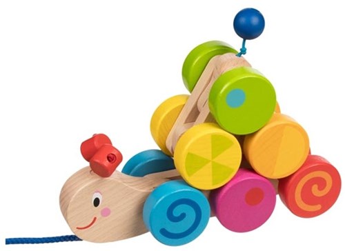 Goki Holz Ziehtier Raupe - buntes stapelbares Spielzeug für Kinder-2