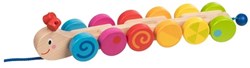 Goki Holz Ziehtier Raupe - buntes stapelbares Spielzeug für Kinder