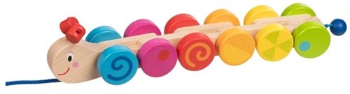 Goki Holz Ziehtier Raupe - buntes stapelbares Spielzeug für Kinder
