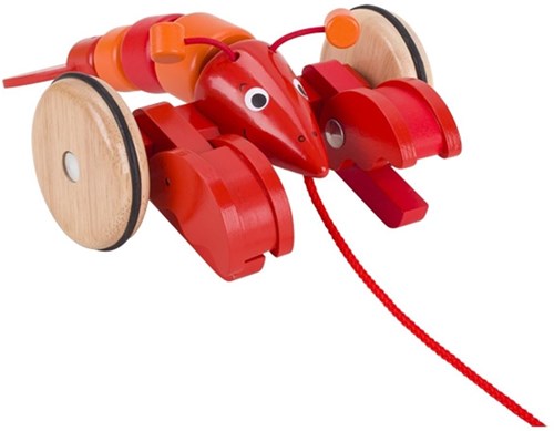Goki Holz Nachziehtier Hummer - buntes Lernspielzeug für Kleinkinder