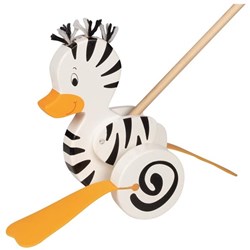 Goki Holz Schiebetier Zebra-Ente - buntes Spielzeug Tier