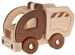 Goki Holz Müllwagen nachhaltiges Spielzeug braun FSC