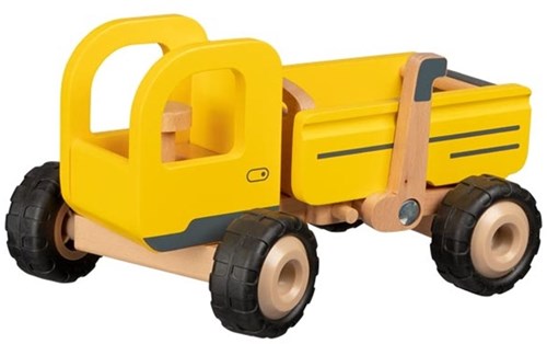 Goki Holz-Kippwagen - Baufahrzeug Spielzeug gelb