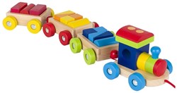 Goki Holzspielzeug Zug mit Bausteinen - bunter Holzzug