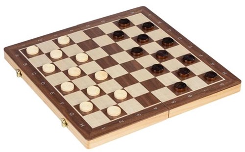 Goki Holz Schachspiel Dame magnetisch 2in1 Reisespiel klassisch-2