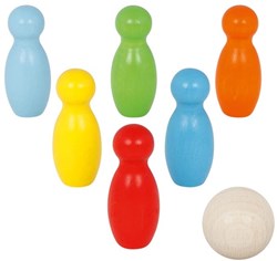 Goki Holz Kegelspiel - buntes Spielzeug für Kinder
