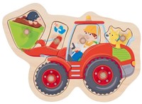 Goki Holz Steckpuzzle Radlader - Motorikspielzeug für Kinder