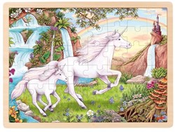 Goki Holzpuzzle Einhorn - Fantasie Spielzeug 48 Teile