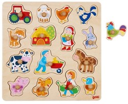 Goki Holz-Steckpuzzle Bauernhof - Lernspielzeug 15 Teile
