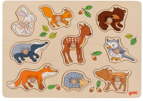 Goki Holz-Steckpuzzle Waldtiere - Lernspielzeug für Kinder