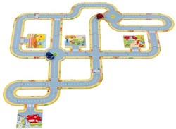 Goki Bodenpuzzle Straßen mit 2 Fahrzeugen - Kartonspielzeug