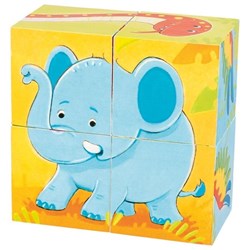Goki Holz Würfelpuzzle Tiere - Lernspielzeug 4 Stück