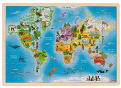 Goki Puzzle Weltkarte Holz Lernspielzeug 192 Teile Kinder