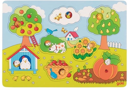 Goki Holzpuzzle - Lernspielzeug Gartenmotiv, 8 Teile