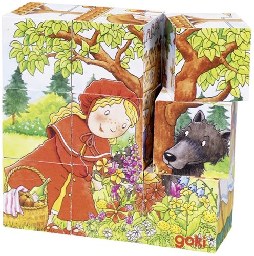 Goki Holz Würfelpuzzle Märchen 9-teilig Puzzle Spielzeug
